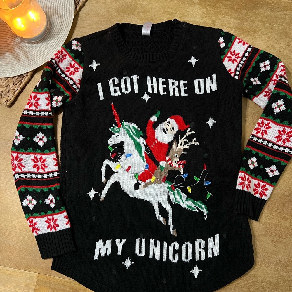 No Boundaries Black and Red Unicorn Sweater
